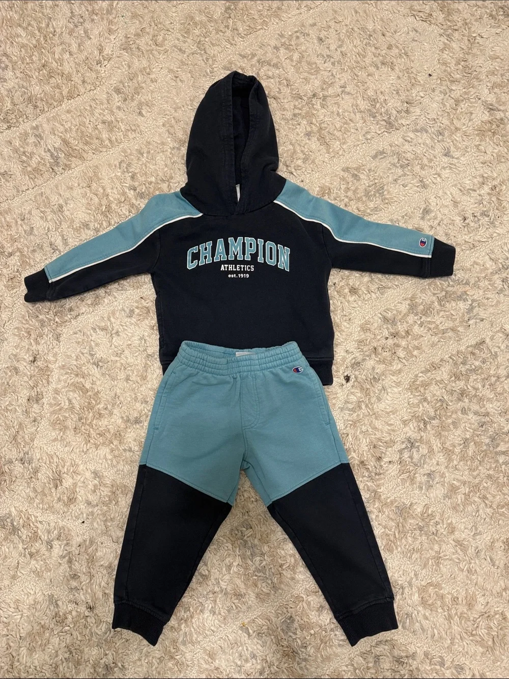 Champion Kids Navy and Teal Colorblock Hoodie & Joggers